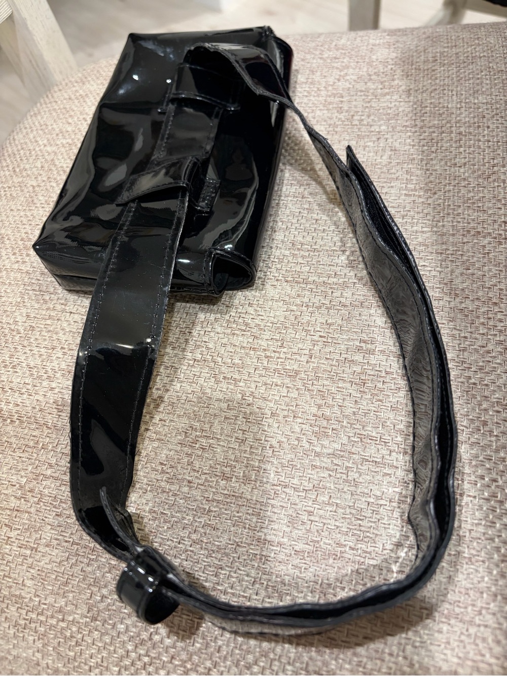 CHANEL Black Patent  CC Logo Waist Bag - Picture 9 of 10